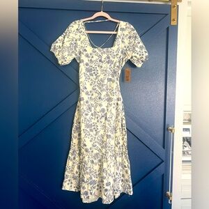 Blue floral open back dress NWT size L